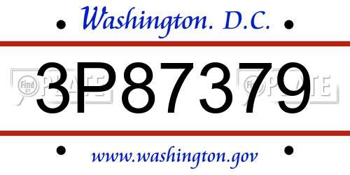 3P87379 District Of Columbia License Plate