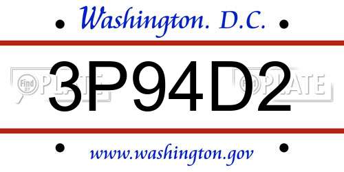 3P94D2 District Of Columbia License Plate