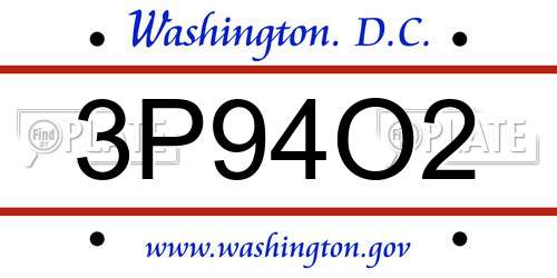 3P94O2 District Of Columbia License Plate