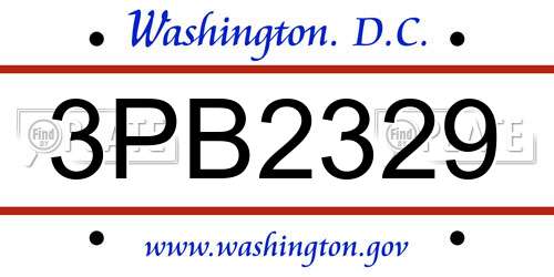 3PB2329 District Of Columbia License Plate