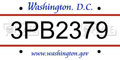 3PB2379 District Of Columbia License Plate
