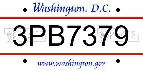 3PB7379 District Of Columbia License Plate