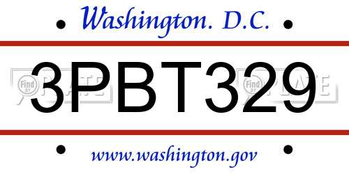 3PBT329 District Of Columbia License Plate
