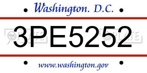 3PE5252 District Of Columbia License Plate
