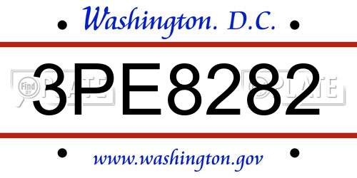 3PE8282 District Of Columbia License Plate
