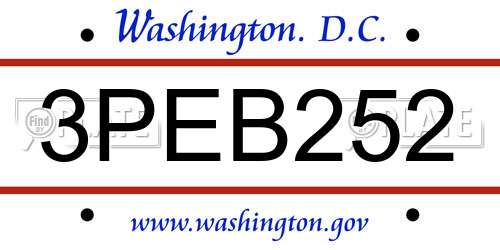 3PEB252 District Of Columbia License Plate