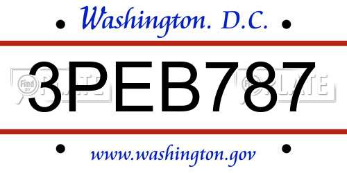 3PEB787 District Of Columbia License Plate