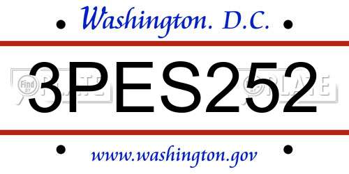 3PES252 District Of Columbia License Plate