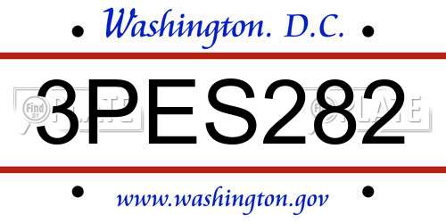 3PES282 District Of Columbia License Plate