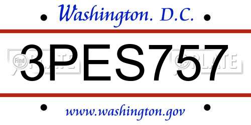 3PES757 District Of Columbia License Plate