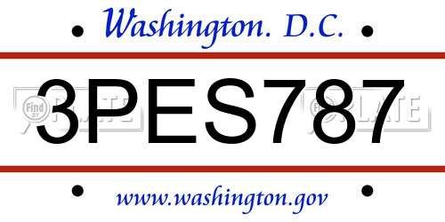 3PES787 District Of Columbia License Plate