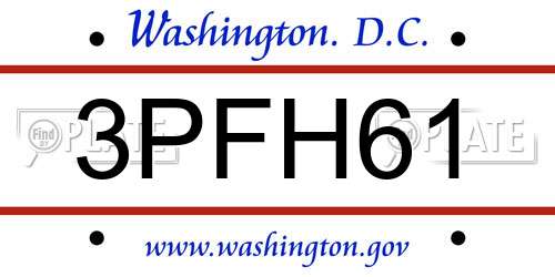 3PFH61 District Of Columbia License Plate