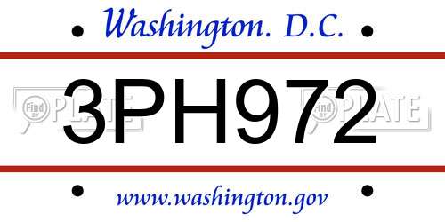 3PH972 District Of Columbia License Plate