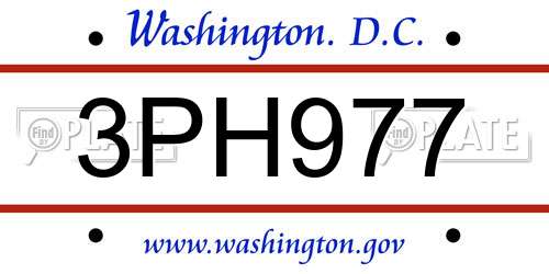 3PH977 District Of Columbia License Plate