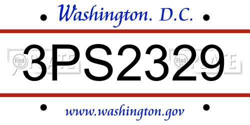 3PS2329 District Of Columbia License Plate