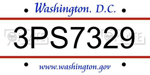 3PS7329 District Of Columbia License Plate