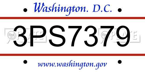 3PS7379 District Of Columbia License Plate