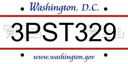 3PST329 District Of Columbia License Plate