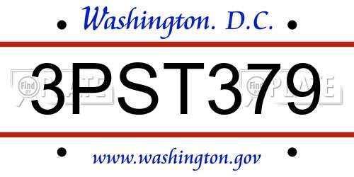 3PST379 District Of Columbia License Plate