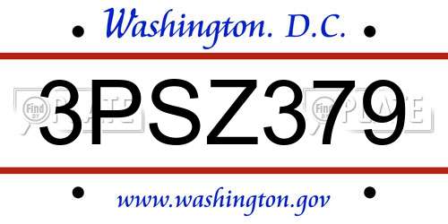 3PSZ379 District Of Columbia License Plate