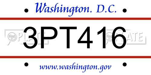 3PT416 District Of Columbia License Plate