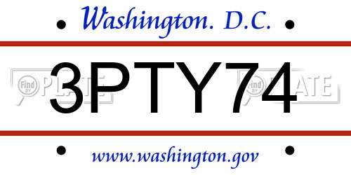 3PTY74 District Of Columbia License Plate