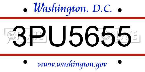 3PU5655 District Of Columbia License Plate