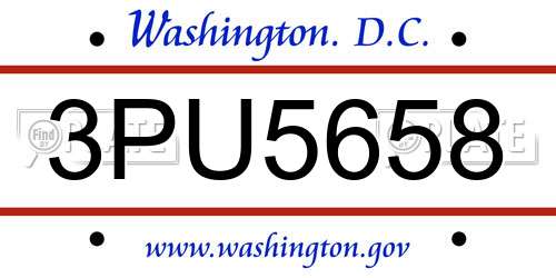 3PU5658 District Of Columbia License Plate