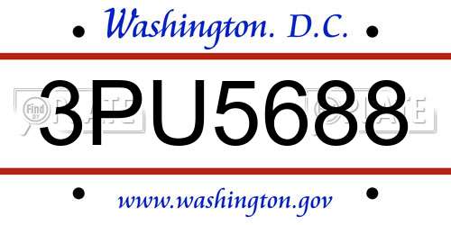 3PU5688 District Of Columbia License Plate