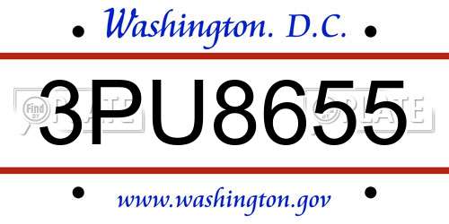 3PU8655 District Of Columbia License Plate