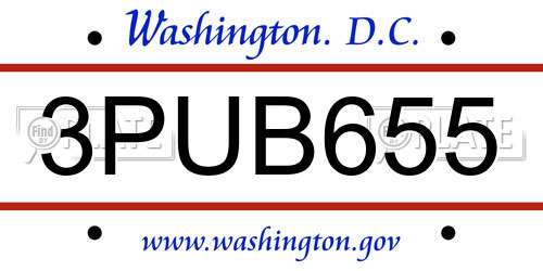 3PUB655 District Of Columbia License Plate