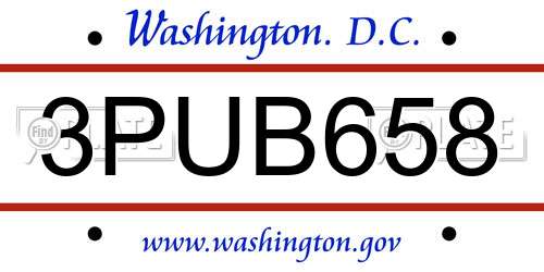 3PUB658 District Of Columbia License Plate