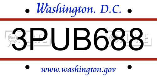 3PUB688 District Of Columbia License Plate