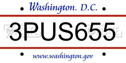 3PUS655 District Of Columbia License Plate