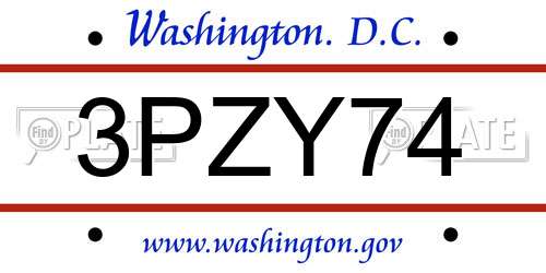 3PZY74 District Of Columbia License Plate