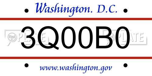 3Q00B0 District Of Columbia License Plate