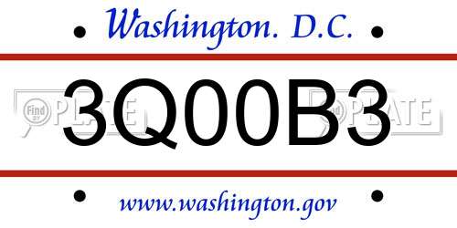 3Q00B3 District Of Columbia License Plate