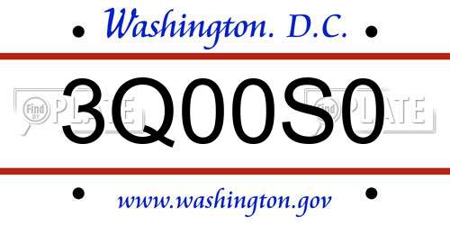 3Q00S0 District Of Columbia License Plate