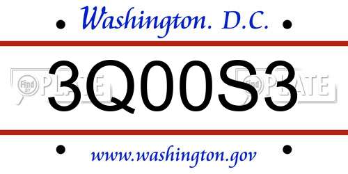 3Q00S3 District Of Columbia License Plate