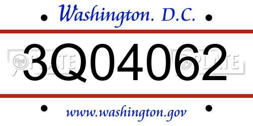 3Q04062 District Of Columbia License Plate