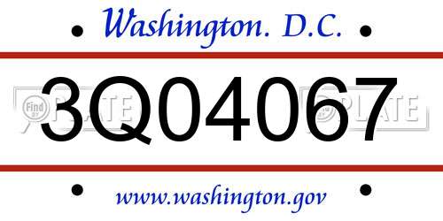3Q04067 District Of Columbia License Plate