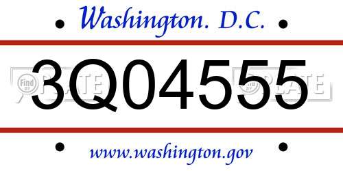 3Q04555 District Of Columbia License Plate