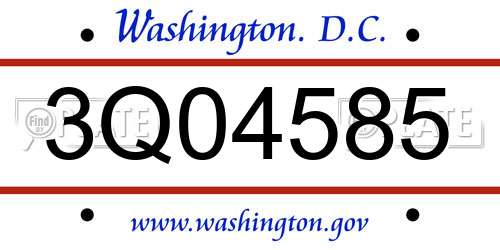 3Q04585 District Of Columbia License Plate