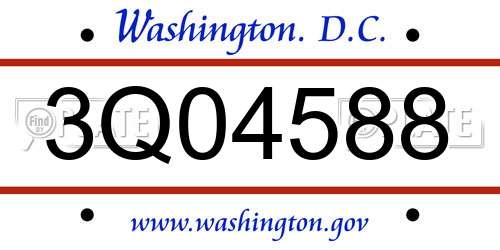3Q04588 District Of Columbia License Plate