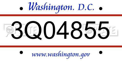 3Q04855 District Of Columbia License Plate