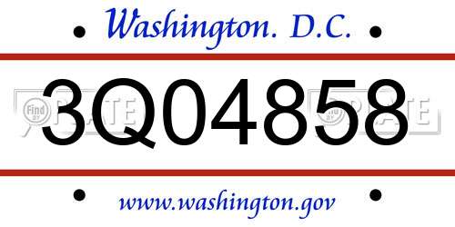 3Q04858 District Of Columbia License Plate
