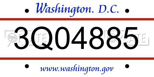 3Q04885 District Of Columbia License Plate