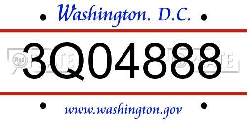 3Q04888 District Of Columbia License Plate