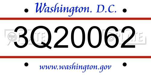 3Q20062 District Of Columbia License Plate
