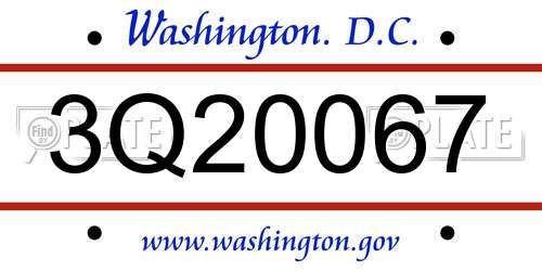 3Q20067 District Of Columbia License Plate